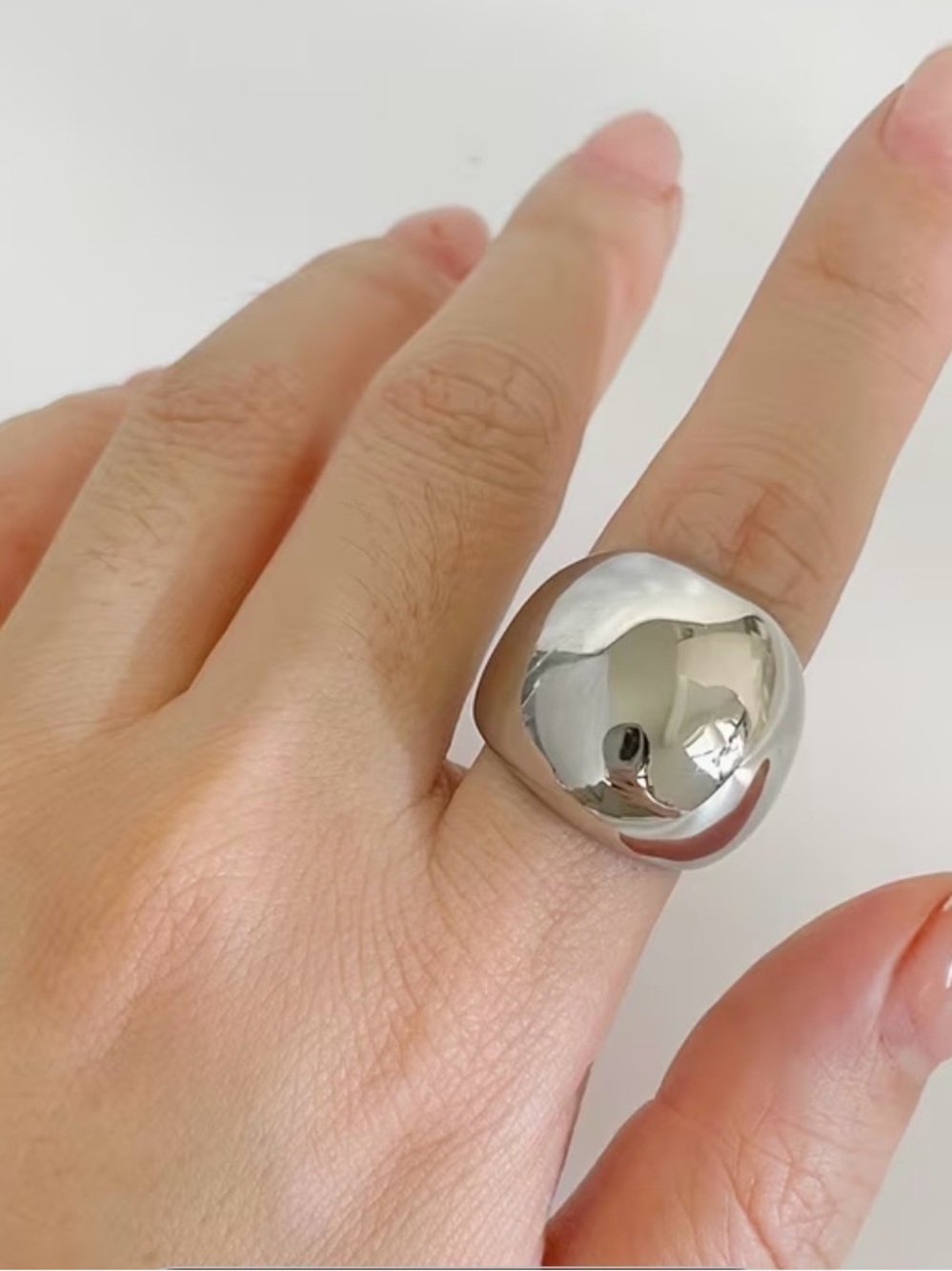 Chunky Silver Dome Ring - Modern Statement Band